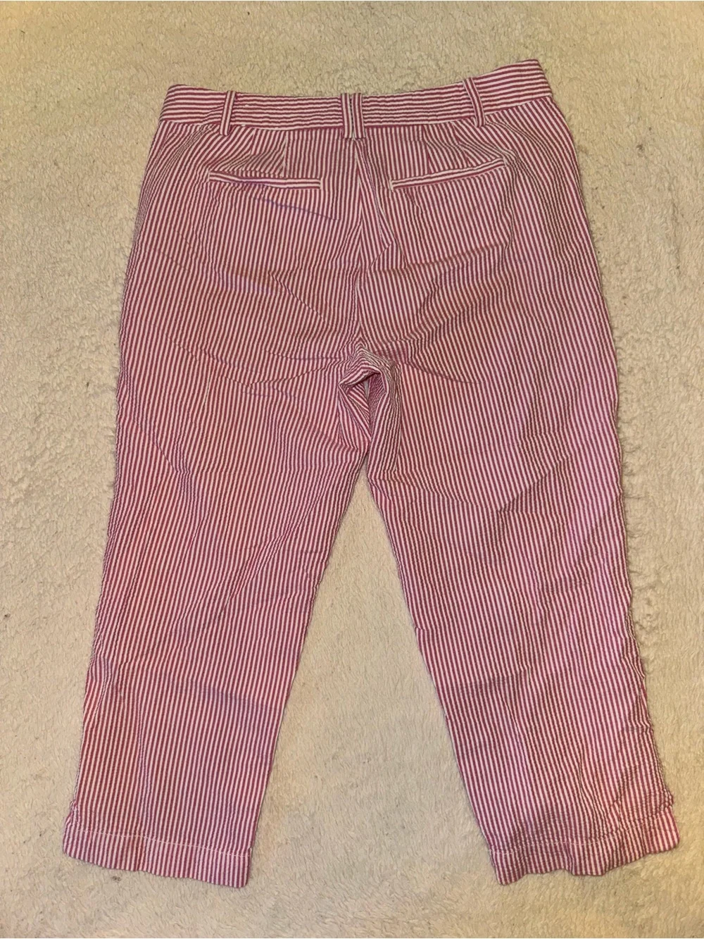 Talbots Perfect Skimmer 100% Cotton Pink & White Striped Capri Pants 🎀